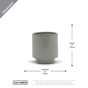 CUC1306CR - Large Unique Cream Cylinder <b>Ceramic</b> with Base - 5.7 H - Product Image 3