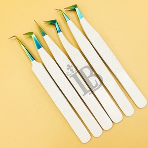 Pince à cils blanche pour extensions de cils en vison, haute qualité, manche lisse, pince souple, pour cils plats, forte demande - Product Image 3