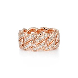 Anillo de Eslabones Cubanos con Moissanita de Corte Redondo - Product Image 5