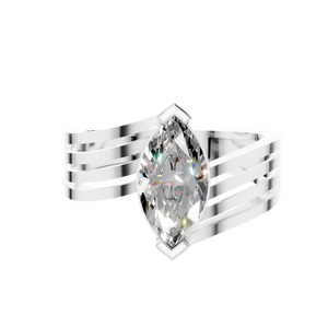 Anillo de Compromiso de Oro Sólido de 14k con Corte Marquesa y Moissanita para Hombre y Mujer, Certificado IGI, Regalo de Lujo - Product Image 3