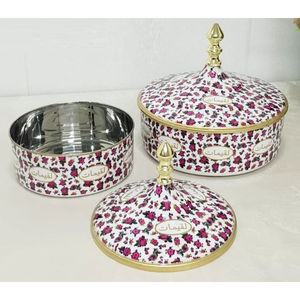 Stainless Steel Metal Flower Printed Casserole <b>Food</b> <b>Buffet</b> <b>Warmer</b> for Wedding and All Events Decor <b>Food</b> <b>Server</b> Pot - Product Image 2