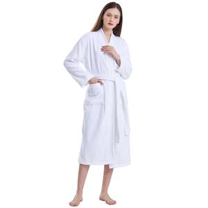 Venta al por mayor de batas de mujer personalizadas transpirables hasta la rodilla térmica costilla de punto Albornoz ropa de dormir de talla grande estilo Sexy suave - Product Image 5