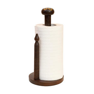 Porte-rouleau de papier au design personnalisé Porte-rouleau de papier hygiénique décoratif pour cuisine salle de bain Porte-rouleau de papier sur pied en bois naturel - Product Image 1
