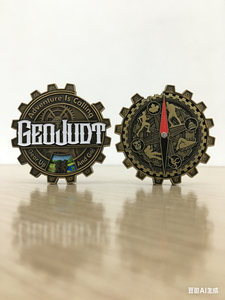 Custom <b>Antique</b> Rotating <b>Compass</b> Geocoin | Interactive Travel Path Reveal Design | Metal Adventure Collectible for Geocaching - Product Image 5
