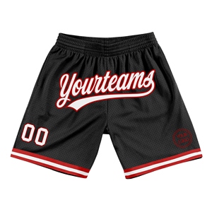 Industrie Direct Engro Sportswear Basketball <b>Shorts</b> Custom Black <b>White</b>-Red Authentic Throwback Basketball <b>Shorts</b> - Product Image 1