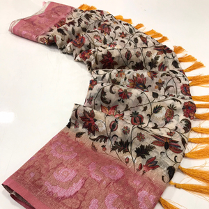 SETA PURA SEDA MX ZARI SAREE CON TEJIDO EN PLATA Y CONCEPTO DIGITAL CON RICO PALLU Y BORLAS ADJUNTAS SAREE - Product Image 1