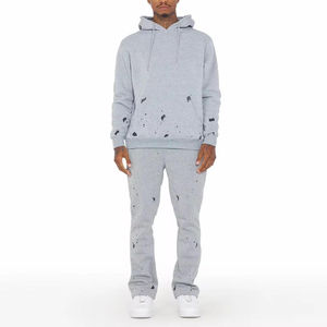 2025 à la mode hommes décontracté hiver 2 pièces solide survêtement ensemble sweat à capuche personnalisé survêtement respirant 100% Polyester matériel survêtement - Product Image 1