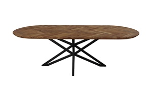 Mesa de comedor de madera maciza de acacia, diseño de espina de pescado de lujo, acabado Natural, patas de Metal pesado, característica plegada, Material de mármol para uso doméstico - Product Image 2