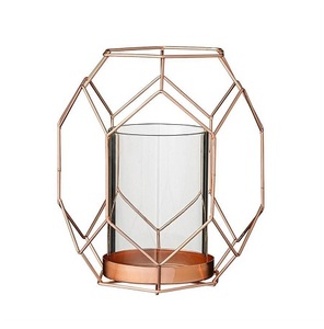 Portavelas con forma de hexágono hecho a mano, diseño geométrico, portavelas votivo de luz de té de Metal para decoración de boda - Product Image 6