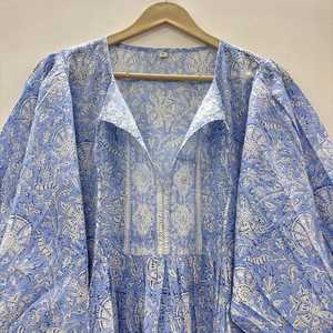 Robe en coton à imprimé floral fait main, col profond, style bohème, pour l'été - Product Image 6