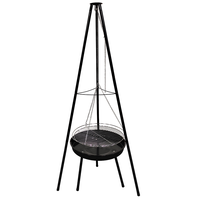 Barbecue au charbon de bois pliable à hauteur réglable, facile à utiliser, en acier avec revêtement en poudre, pour pique-nique en plein air