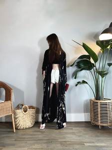 2024 dernière arrivée concepteur coton Kimono robe noël encolure en V manches courtes parole longueur décontracté longue Style gitan naturel - Product Image 5