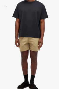 Short décontracté beige uni pour homme avec ceinture élastique et poches latérales Léger respirant et confortable pour l'été - Product Image 4