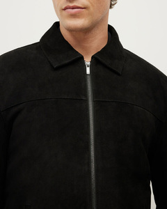 Chaqueta de cuero de gamuza al por mayor de lujo para hombre chaqueta de tela transpirable con cremallera de primera calidad personalizada con logotipo personalizado - Product Image 4