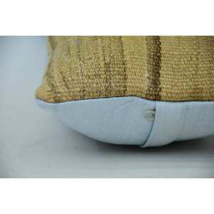 Alfombra Kantha de lana beige de 8x16 pulgadas con almohada tejida con patrón vintage - Product Image 4