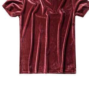 Camisetas de Terciopelo de Moda Casual de Media Manga al por Mayor, Camisetas de Velour Personalizadas para Hombre, Camisetas Lisas OEM Negras Gruesas - Product Image 3