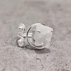 Anillo de Plata de Ley 925 con Piedra Lunar Arcoíris Natural, Ajustable, Regalo de Navidad, Joyería Hecha a Mano para Mujer - Product Image 4