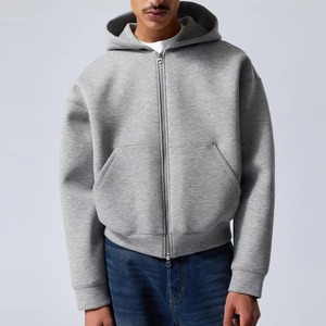 Fabricants de sweats à capuche essentiels personnalisés de haute qualité Sweat à capuche court en éponge française 500 g/m² avec fermeture éclair pour hommes - Product Image 5