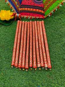 Par de palos especiales Navratri Dandiya a granel, decoración Haldi Mehndi Mata Rani Garba palos grandes de 14 pulgadas para Celebración de Baile Folclórico - Product Image 5