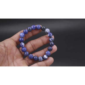 Bracelet en cristal de sodalite bleu rond lisse de 8 mm, 7 pouces, bijoux africains naturels - Product Image 6