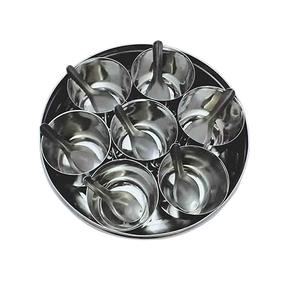 Boîte à épices en acier inoxydable Conteneur à double couvercle Artisanat et 7 compartiments Boîtes à herbes rondes en acier poli - Product Image 3