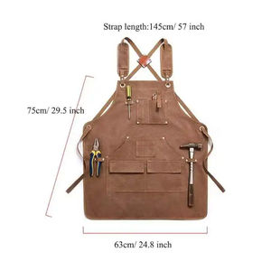 Kitchen Apron Heavy Duty Canvas Barber Work Aprons Unisex Cross Straps Adjustable Salon Hairdresser <b>Bib</b> Leather Apron for Men - Product Image 3