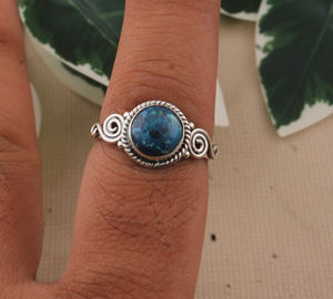 Bague en argent sterling Chrysocolle Gemstone Bague faite à la main Bijoux uniques Bague de style Boho Cadeau pour elle - Product Image 3