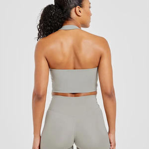 เสื้อครอปแบบคล้องคอของผู้หญิงเสื้อครอปเอวลอยสำหรับออกกำลังกายออกกำลังกายเนื้อนิ่มน้ำหนักเบา - Product Image 6