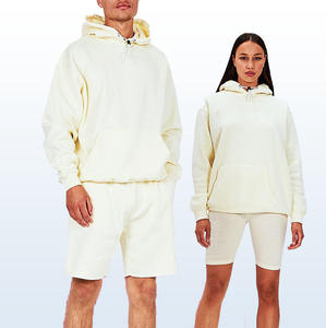 Conjunto de Sudadera con Capucha y Pantalones Cortos de Algodón 100% Liso, Ligero, Oversize, con Hombros Caídos y Logo, Estilo Urbano, para Hombre, 2 Piezas, para Correr - Product Image 4