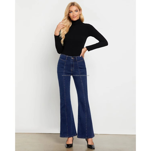 Classic Blue Denim Flare Jeans Women High Waisted Slim Fit <b>Bell</b> Bottoms women denim jeans pants - Product Image 5