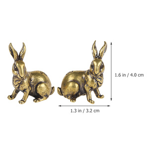 Laiton Antique lapins lapin Sculpture ensemble artisanat coulé doré lapin Sculpture objets pâques décoration artisanat - Product Image 4