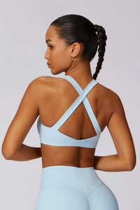 Soutien-gorge de sport Flex bleu glace de haute qualité avec dos croisé conception respirant extensible à fort impact soutien-gorge de sport Fitness pour femmes - Product Image 3