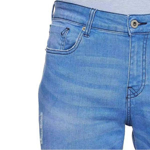 Shorts en jean droits respirants et personnalisables pour hommes, style streetwear, haute qualité, logo personnalisé accepté, séchage rapide, légers, avec boutons. - Product Image 4