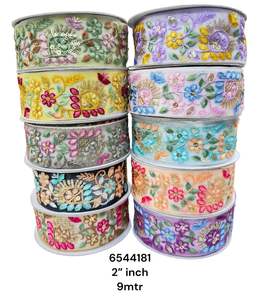 Lacets brodés floraux multicolores de qualité supérieure sur mesure pour toutes les occasions. Idéal pour les robes de mariée et les robes de couture - Product Image 2