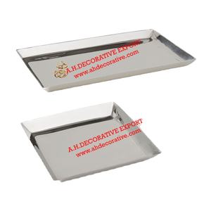 Plateau de service à café rectangulaire en acier inoxydable Fournitures pour hôtels et restaurants Plateau à thé de table Vaisselle de bar Plateau de service à vin en métal - Product Image 1