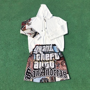 Pantalones cortos sueltos Premium con logotipo personalizado de bajo precio, ropa de gimnasio para hombre, pantalones cortos de baloncesto personalizados con bandera de EE. UU. - Product Image 3