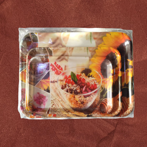 Juego de bandejas de servicio de melamina con logotipo personalizado al por mayor, bandejas rodantes de fabricantes, bandeja de servicio de melamina de plástico Premium - Product Image 3