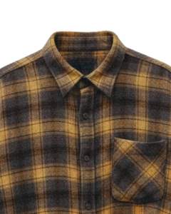 Camisa a Cuadros para Hombre, Manga Larga, Estilo Casual de Franela, Color Amarillo Mostaza y Negro, Fabricante Personalizado, Venta al por Mayor, OEM - Product Image 5