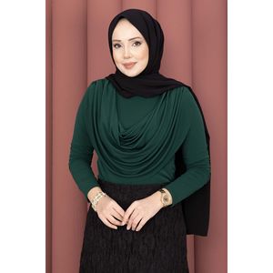 Hauts en tricot drapé pour femmes Sandy Body Emerald, design élégant et féminin - Product Image 1