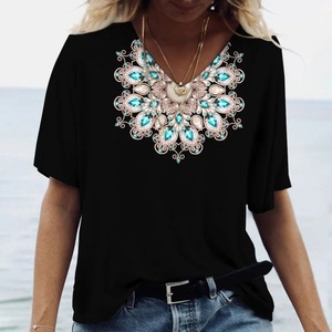 Luxury <b>Retro</b> Pattern Women's T-Shirt Exquisite 3D Printed Summer Loose Top With Short Sleeves and O-Neck Streetwear - Product Image 5