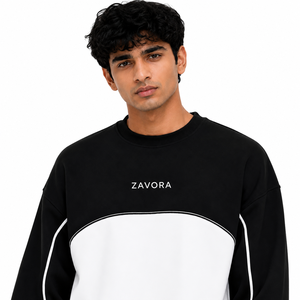 Sweat-shirt Homme Oversize Personnalisable 100% Coton Color Block Col Rond avec Passepoil Courbé – Vente en Gros Fabricant - Product Image 3