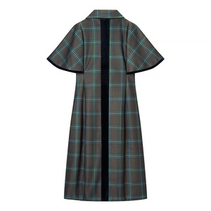 Custom Womens Britse Stijl Advocaat Check Tweed Jas Dubbele Rij Knopen Mid Lengte Revers Kraag Custom Wollen Blend Jas Groothandel - Product Image 2