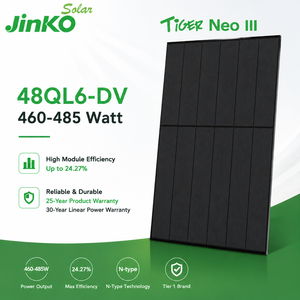 En stock, panneau solaire Jinko Tiger Neo III 48QL6-DV 460W 480W 485W, module mono N-Type TOPCon avec double vitrage - Product Image 1