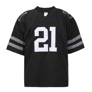 เสื้อฟุตบอลอเมริกันสีขาวหมายเลข 21 แขนสั้น คอกลม ผ้าทวิลล์ สำหรับผู้ชาย ทรงปกติ ชุดกีฬา - Product Image 2