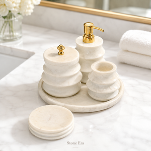 Wholesale White Marble Four-piece <b>Bathroom</b> Accessories <b>Set</b> with Eco-friendly Modern Luxury <b>Soap</b> <b>Dispenser</b> Toothbrush Holder Tray - Product Image 1