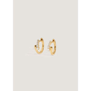 Women's 14k <b>Solid</b> <b>Gold</b> Diamond <b>Huggie</b> Wrap Around Earrings with Secure Snap Hinge Closure 0.19ct - Product Image 1