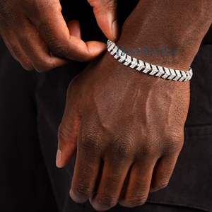 10mm Fine Jewelry Iced Arrow Tennis Bracelet 14k Plaqué Or 925 Sterling Silver Men's Sliver Iced Bracelet Moissanite Charms" - Product Image 2