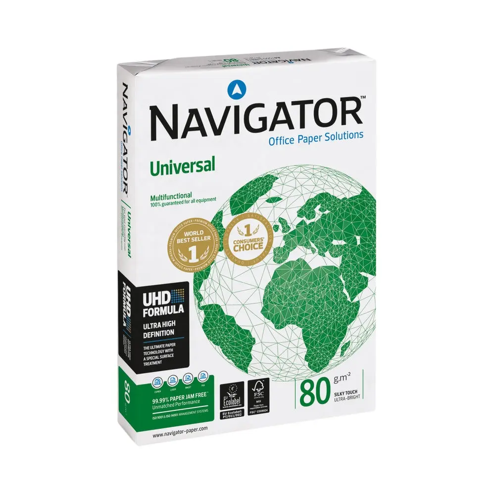 Beyaz Navigator A4 fotokopi kağıdı/lazer A4 boyutu kağıt kopra kağidi 80 gsm satılık