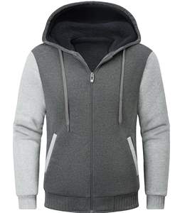 <b>Men's</b> High Quality Winter <b>Hoodie</b> Jacket Heavyweight <b>Sherpa</b> Lining Wool Cotton Polyester Blended Printed Embroidered Sweatshirts - Product Image 1
