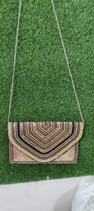 Bolso de hombro bohemio de diseñador para mujer, bolso de mano de algodón hecho a mano, detalle de cuentas, cremallera, compras nocturnas indias geométricas - Product Image 5